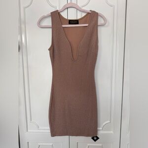 Valiant Dusty Rose Sleeveless Plunge Mini Dress